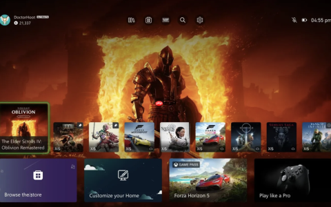 微软 Xbox 游戏机获 UI 更新，可固定三款最近游玩的游戏应用