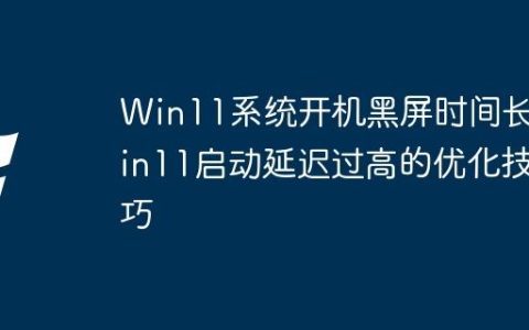 Win11系统开机黑屏时间长 Win11启动延迟过高的优化技巧