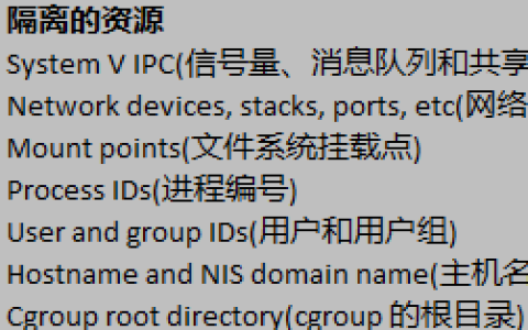 docker用来实现“隔离”的技术手段：namespace
