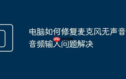 电脑如何修复麦克风无声音 音频输入问题解决