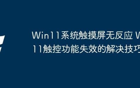 Win11系统触摸屏无反应 Win11触控功能失效的解决技巧