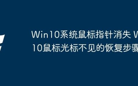 Win10系统鼠标指针消失 Win10鼠标光标不见的恢复步骤