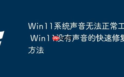 Win11系统声音无法正常工作 Win11没有声音的快速修复方法