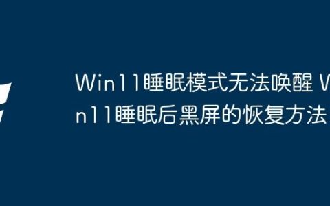 Win11睡眠模式无法唤醒 Win11睡眠后黑屏的恢复方法