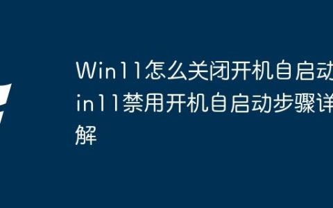 Win11怎么关闭开机自启动 Win11禁用开机自启动步骤详解