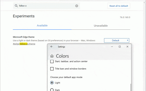 新版Edge Canary启用Dark主题 跟随Win10设置进行同步