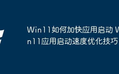 Win11如何加快应用启动 Win11应用启动速度优化技巧