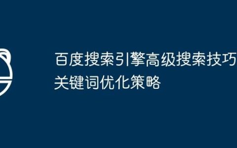 百度搜索引擎高级搜索技巧与关键词优化策略