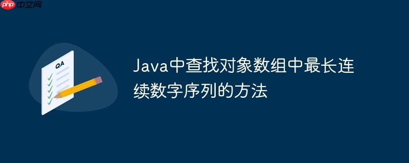 Java中查找对象数组中最长连续数字序列的方法