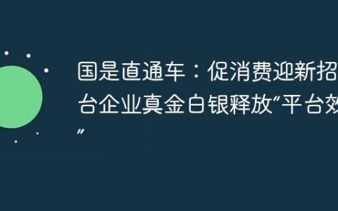 国是直通车：促消费迎新招 平台企业真金白银释放“平台效应”
