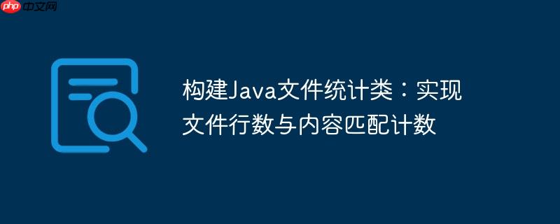 构建java文件统计类:实现文件行数与内容匹配计数