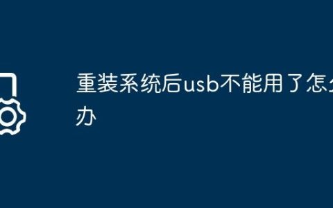 重装系统后usb不能用了怎么办