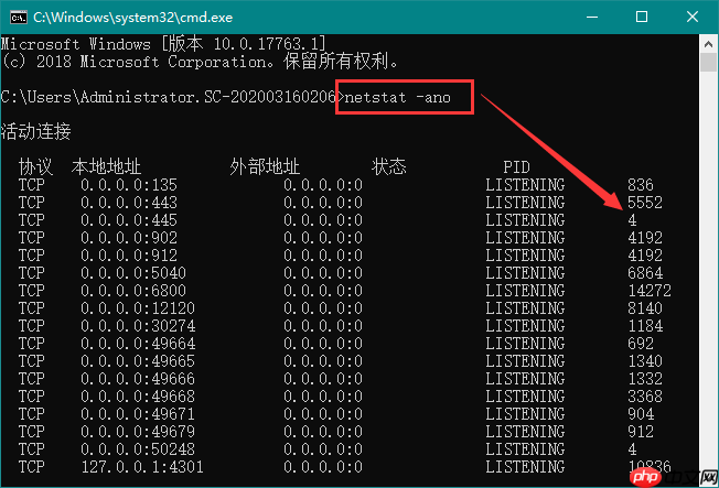 Win10 20H2系统如何使用cmd查看端口占用情况?