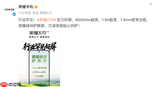 高端机才配谈护眼吗?荣耀X70支持旗舰级绿洲护眼屏