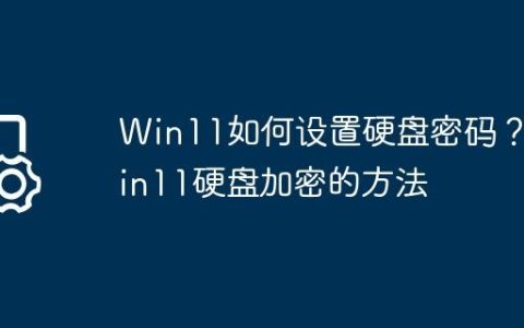Win11如何设置硬盘密码？Win11硬盘加密的方法