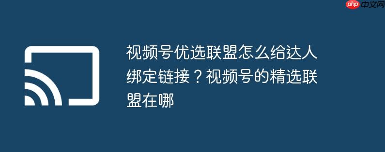 视频号优选联盟怎么给达人绑定链接?视频号的精选联盟在哪