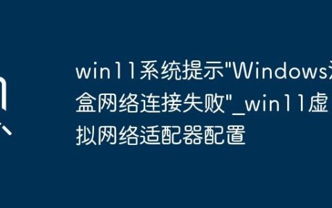 win11系统提示”Windows沙盒网络连接失败”_win11虚拟网络适配器配置