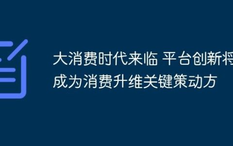 大消费时代来临 平台创新将成为消费升维关键策动方