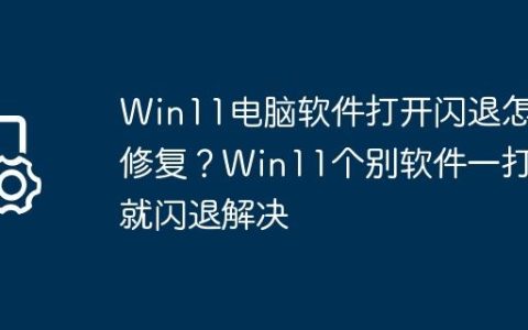 Win11电脑软件打开闪退怎么修复？Win11个别软件一打开就闪退解决