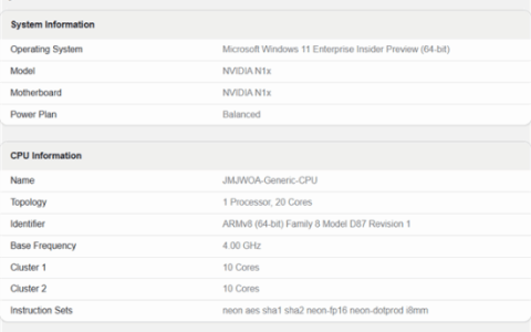 NVIDIA N1X处理器GPU曝光：核心数与RTX 5070相同