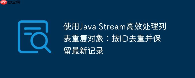 使用java stream高效处理列表重复对象:按id去重并保留最新记录