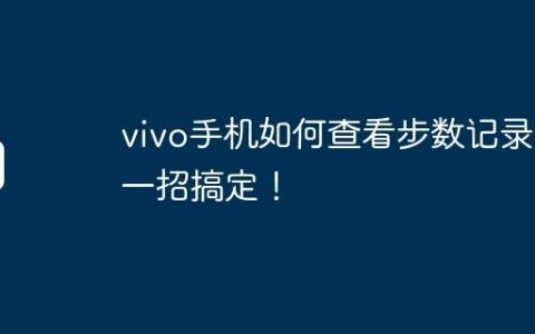 vivo手机如何查看步数记录？一招搞定！