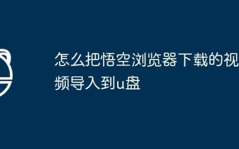 怎么把悟空浏览器下载的视频导入到u盘