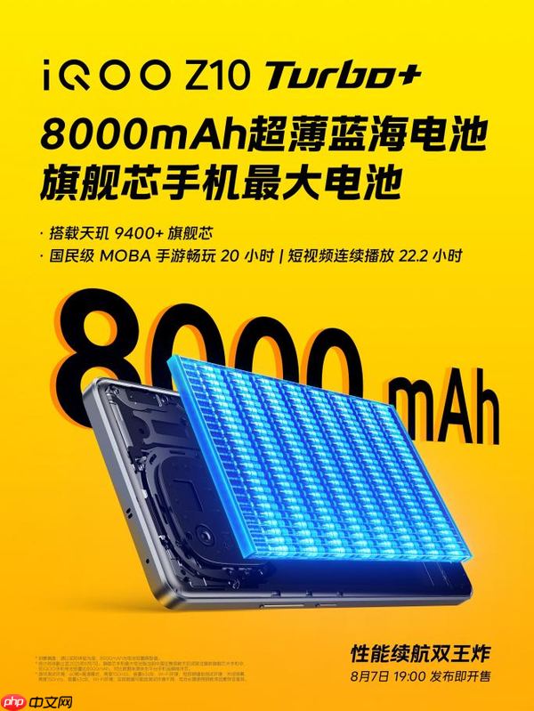 “性能续航双王炸”iQOO Z10 Turbo+ 将于8月7日发布