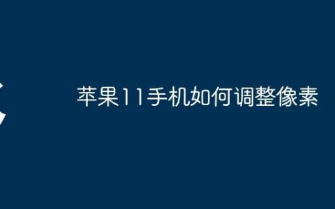 苹果11手机如何调整像素