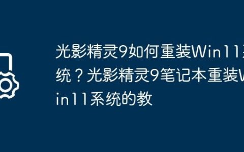 光影精灵9如何重装Win11系统？光影精灵9笔记本重装Win11系统的教