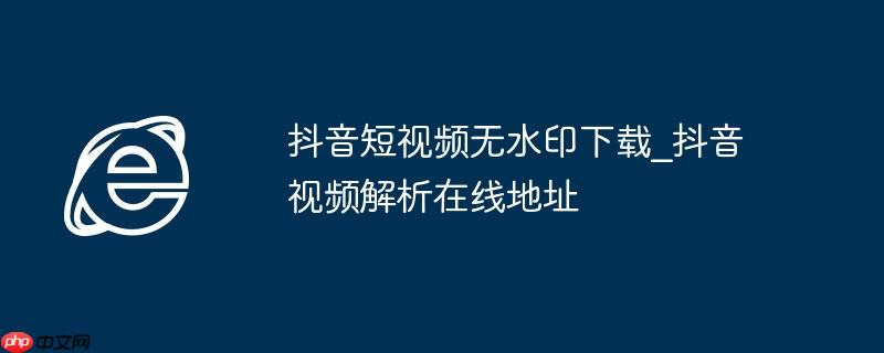 抖音短视频无水印下载_抖音视频解析在线地址