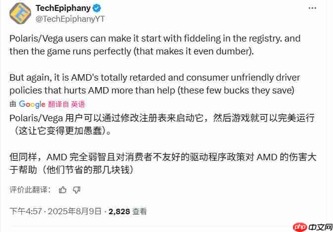 RX 400/500无法玩《战地6》 硬件博主吐槽A卡驱动弱智