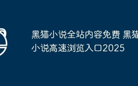 黑猫小说全站内容免费 黑猫小说高速浏览入口2025