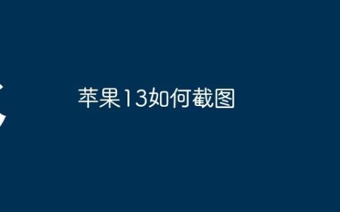 苹果13如何截图