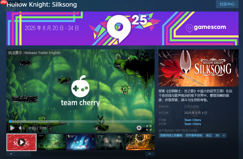 《空洞骑士:丝之歌》Steam页面更新!新增中文介绍