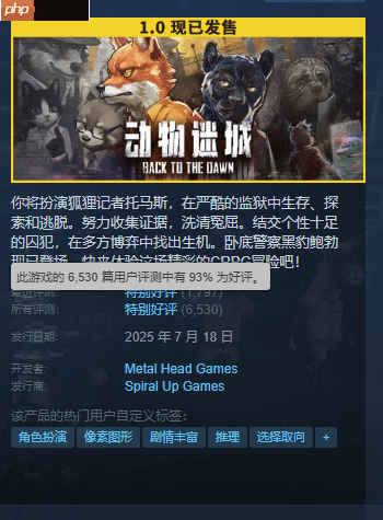 国产CRPG《动物迷城》正式涨价!Steam特别好评