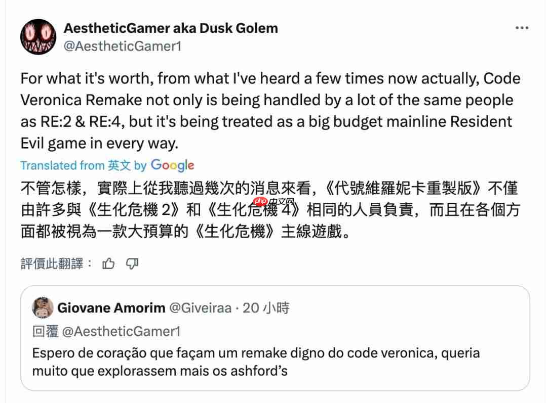 《生化危机:代号维罗妮卡》重制版或成为主系列大作 规格高