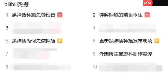 黑神话钟馗播放破300万！B站热搜前10占了一半