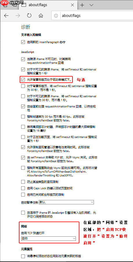 win10系统开启Edge浏览器隐藏的“诊断”设置项,让速度更快