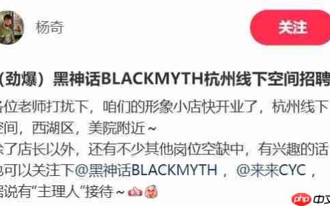 劲爆！ 杨奇发布《黑神话》线下周边店招聘信息