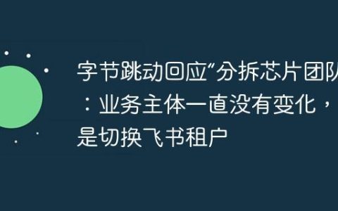 字节跳动回应“分拆芯片团队”：业务主体一直没有变化，只是切换飞书租户