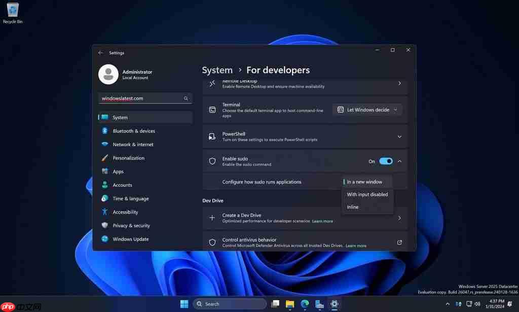 界面前瞻:微软 Win11 将原生支持 sudo 命令
