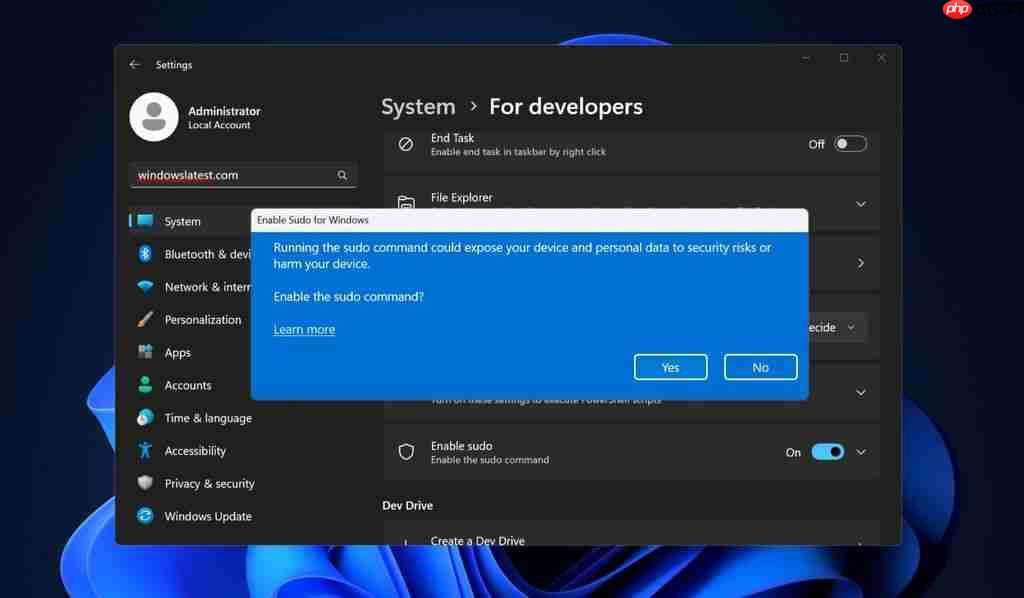 界面前瞻:微软 Win11 将原生支持 sudo 命令