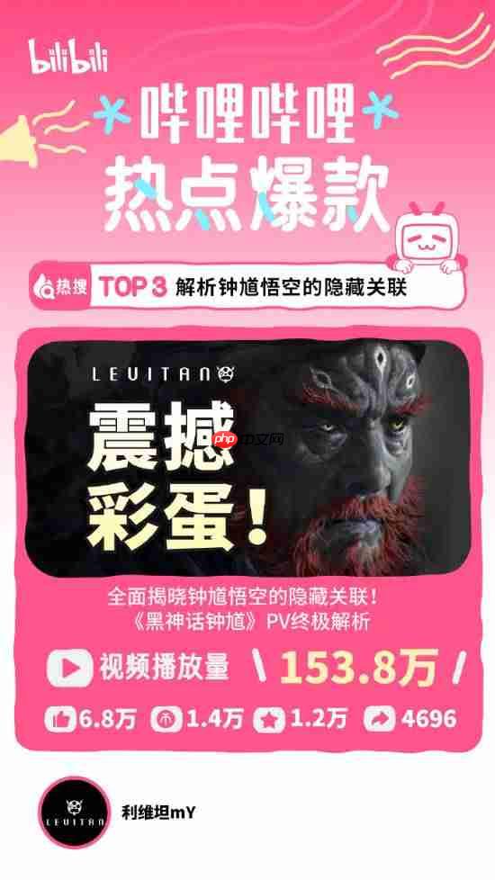 B站分享八月热点特辑！《黑神话：钟馗》上榜
