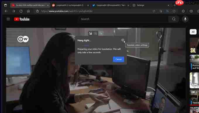 Edge 浏览器 Canary 版测试新特性:视频播放控件新增翻译切换开