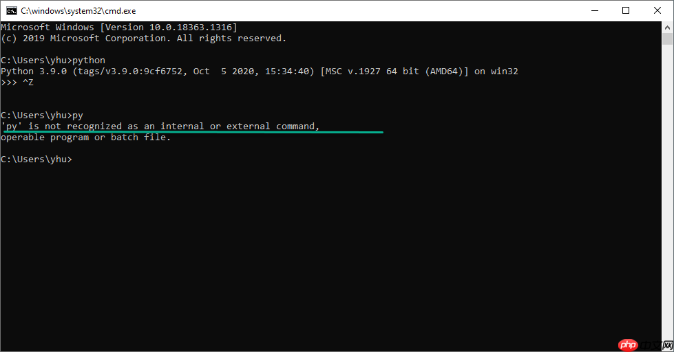 Windows 10 中的 Py 和 python 命令行