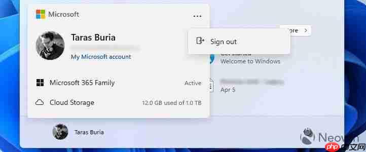 微软Win11 Beta 预览版“注销”按钮被隐藏:需打开 Microsoft 36