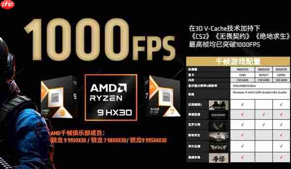 千帧电竞!AMD:9000X3D可在多款游戏实现1000FPS