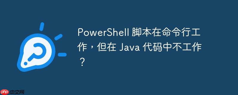 powershell 脚本在命令行工作,但在 java 代码中不工作?