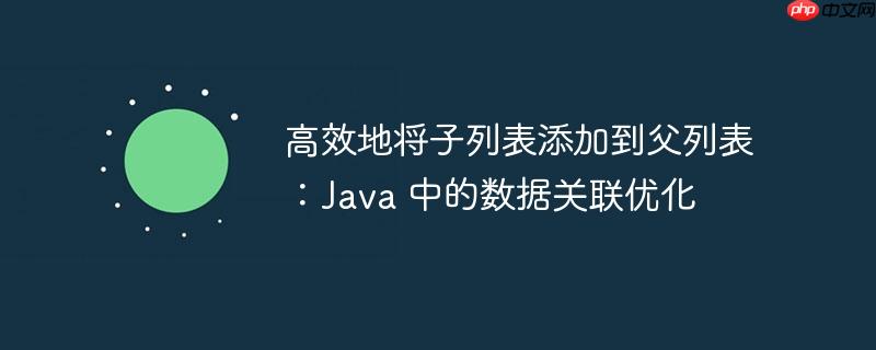高效地将子列表添加到父列表:java 中的数据关联优化